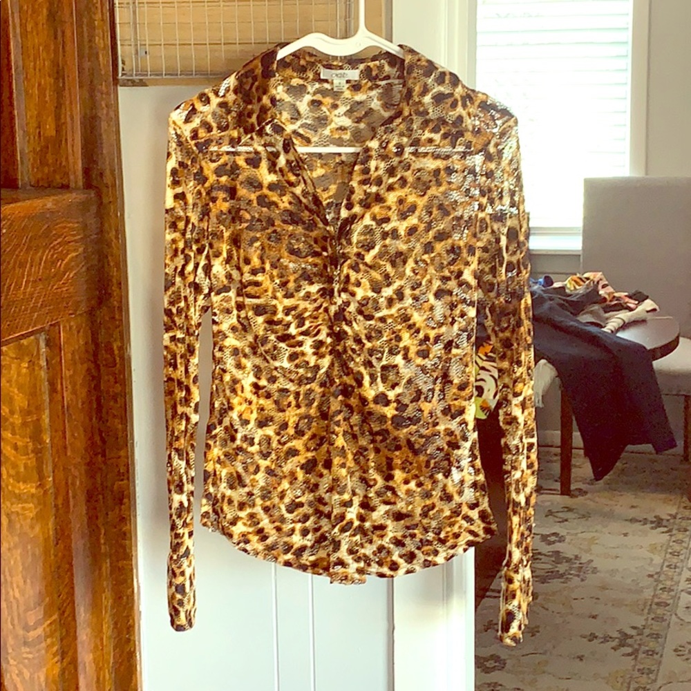 Long sleeve animal print blouse from Cache